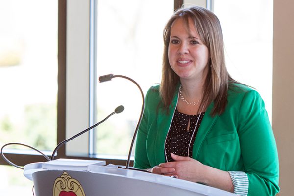 woman at podium