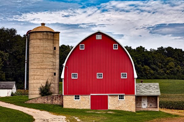 red barn and silo