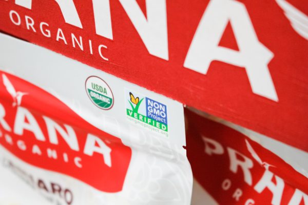 Picture of a non-GMO label on organic packaging